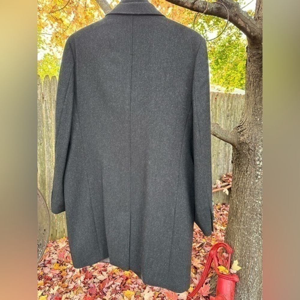 Joseph‎ Abboud Men’s Long Wool Peacoat Dress Coat (Charcoal Herringbone) (NWOT) - Picture 3 of 11
